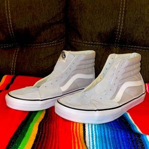 Women’s Light Blueish Gray Hightop Vans NeedsLaces